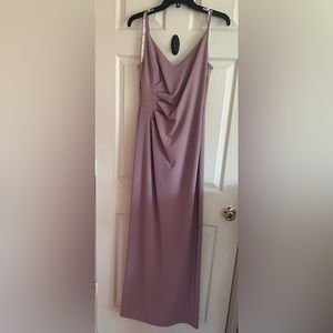 Adrianna Papell Purple Spaghetti Strap V Neck Full-Length Evening Dress, NWT